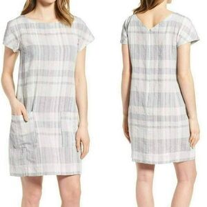 Eileen Fisher Gray Sheath Dress w/ Dolman Sleeves boho summer neutral minimalist